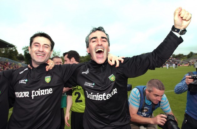 Jim McGuinness celebrates with assistant manager Rory Gallagher