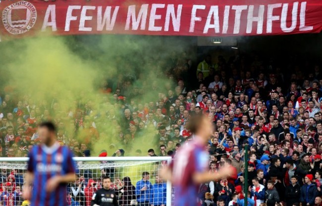 Pats' fans let off a smoke flare