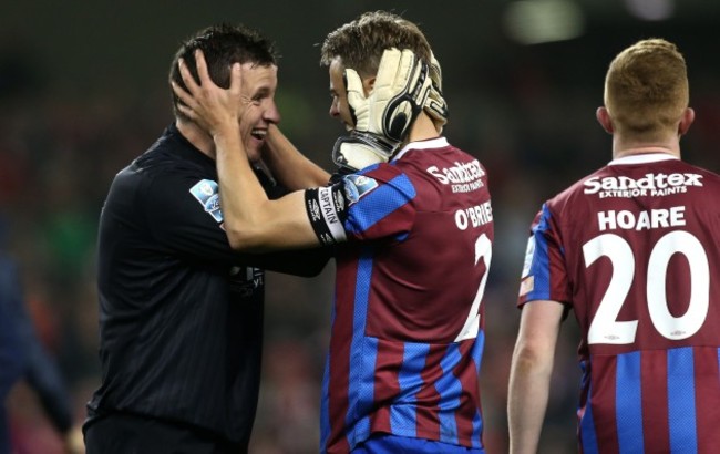 Ger O'Brien and brendan Clarke celebrate