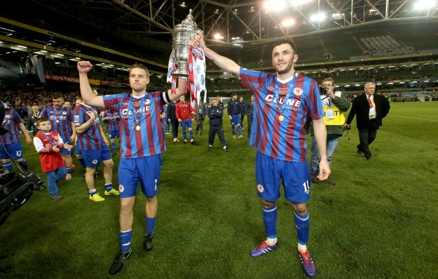 Ger O'Brien and Killian Brennan celebrate with The FAI Ford Cup