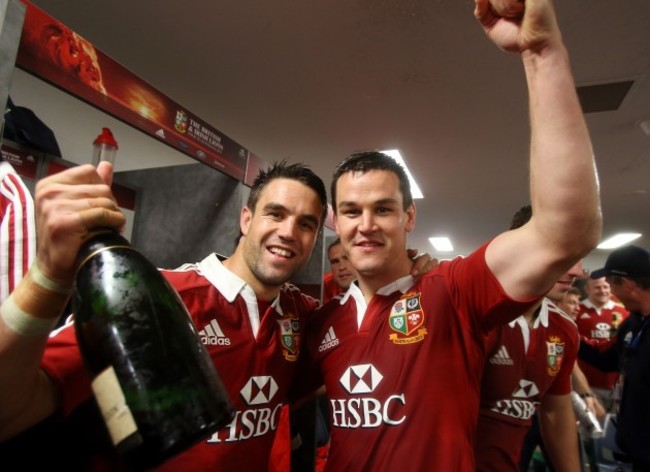 Conor Murray and Jonathan Sexton celebrate