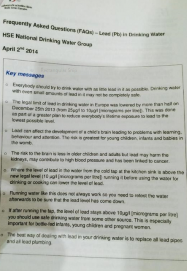 HSE Advise on Lead (ref John Fitz)