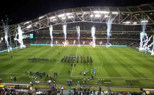 General view of the Ireland team as they enter the pitch