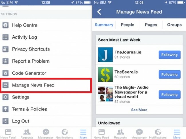 Facebook news feed