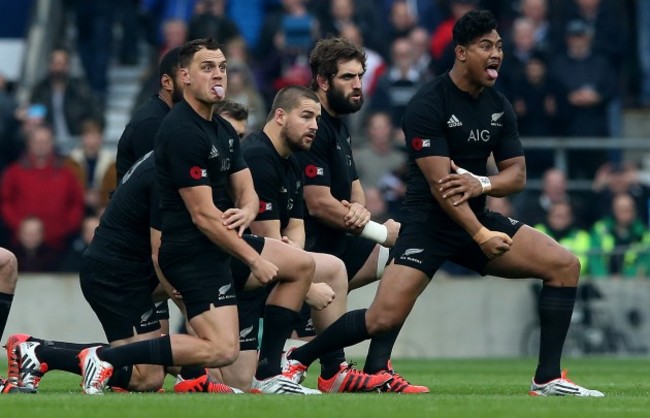 Israel Dagg and Julian Savea during the haka