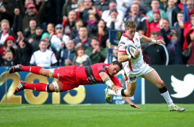 Craig Gilroy beats Chris Masoe to score 25/10/2014