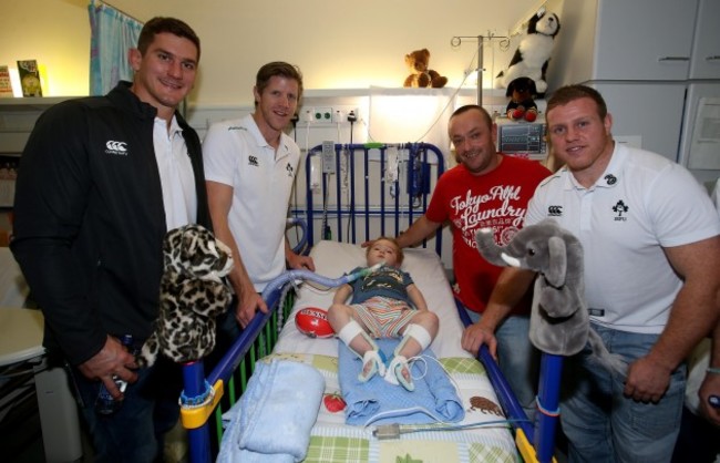 Robbie Diack, Simon Easterby and Sean Cronin with Billy Goulding and his Dad Victor