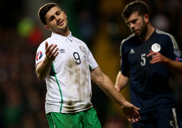 Shane Long reacts to a missed chance