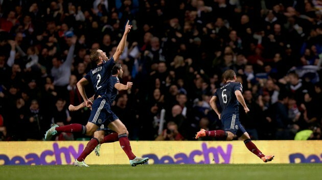 Shaun Maloney celebrates scoring their first goal