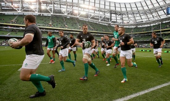 The Ireland team warm up