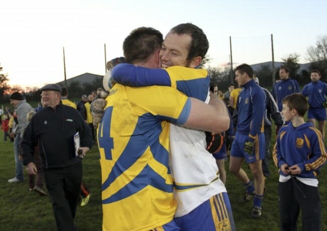 Tom Wall and Liam Lawlor celebrate at the end of the game