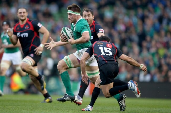 Dominic Ryan tackled by Merab Kvirikashvili