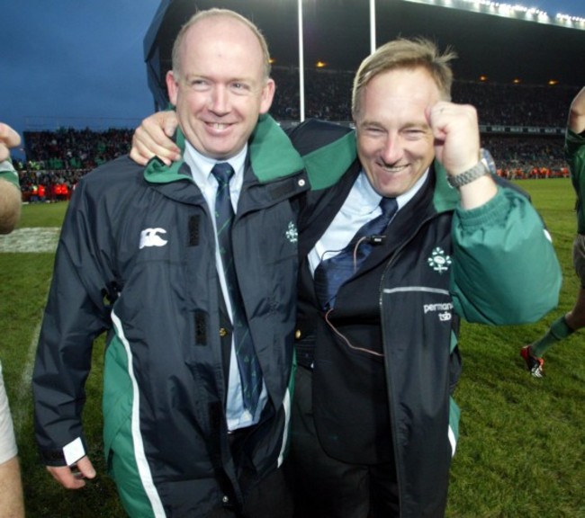 Declan Kidney and Eddie O'Sullivan after beating Australia