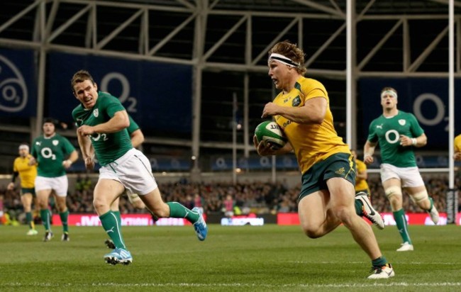 Michael Hooper runs in their second try