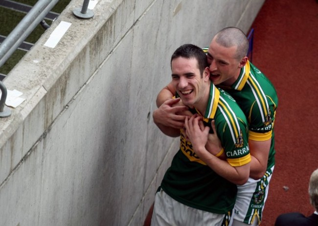 Declan O'Sullivan and Kieran Donaghy celebrate