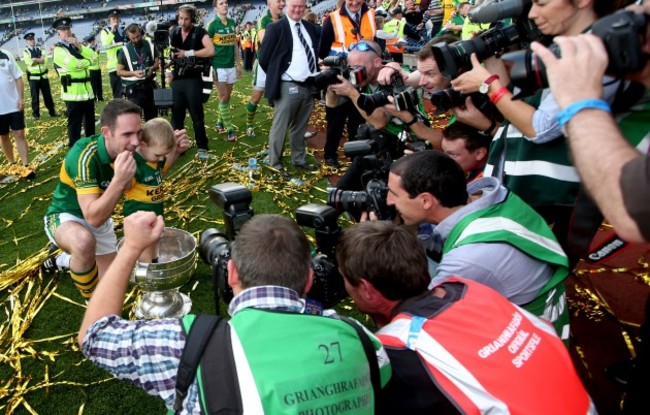 Declan O'Sullivan with his son Ollie after the game