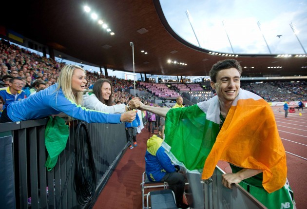 Ireland's Mark English is congratulated after winning Bronze in the Men's 800m Final