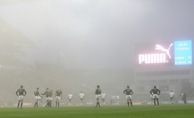 Fog over Croke Park during the game