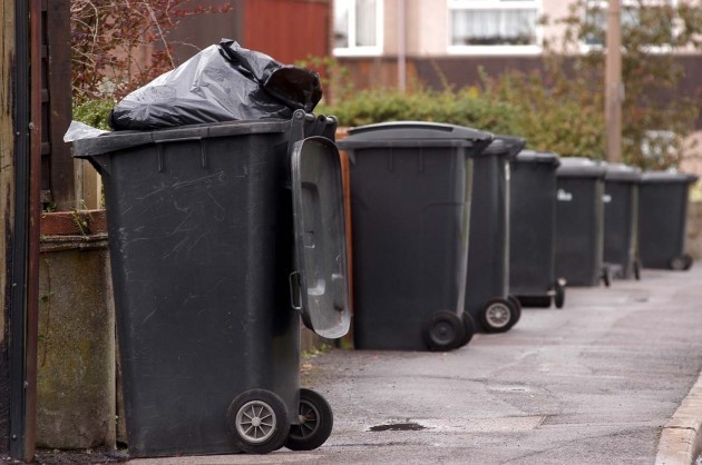 Bins out for collection in Stanshawe's Crescent, Yate.