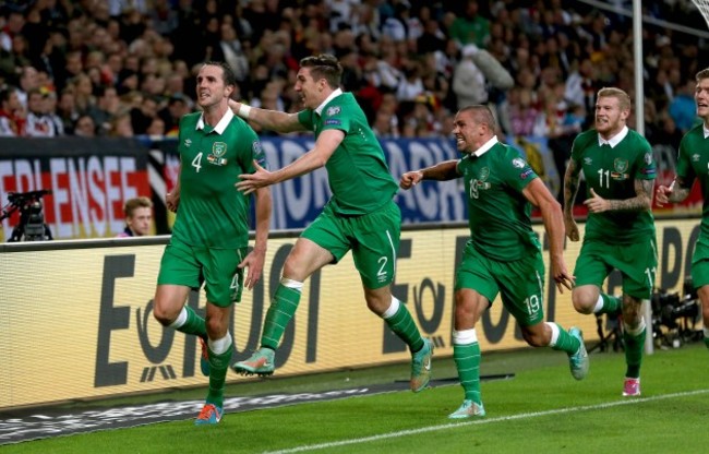 John O'Shea celebrates scoring