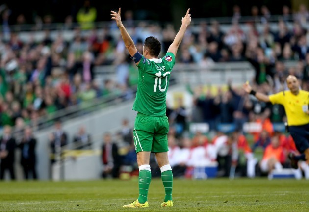 Robbie Keane celebrates scoring