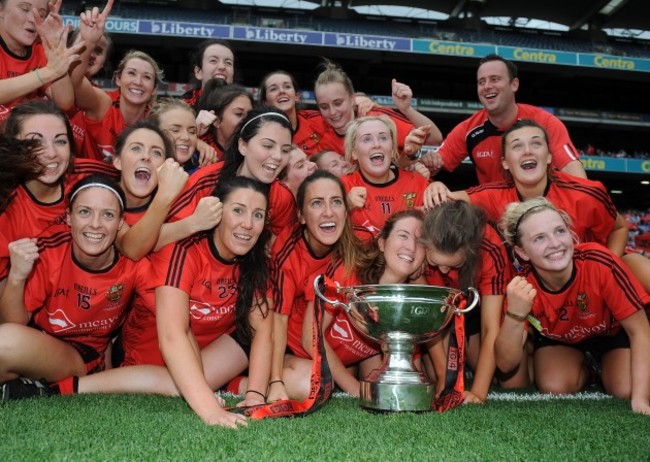 The Down team celebrate with the cup