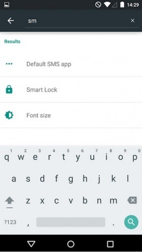 Android settings search