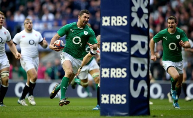 Rob Kearney goes free to score a try