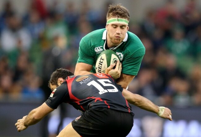 Dominic Ryan tackled by Merab Kvirikashvili