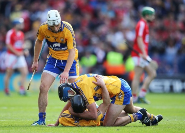 Domhnall O'Donovan is congratulated by Brendan Bulger