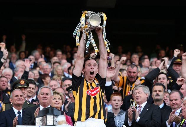 Brian Hogan lifts the Liam McCarthy cup