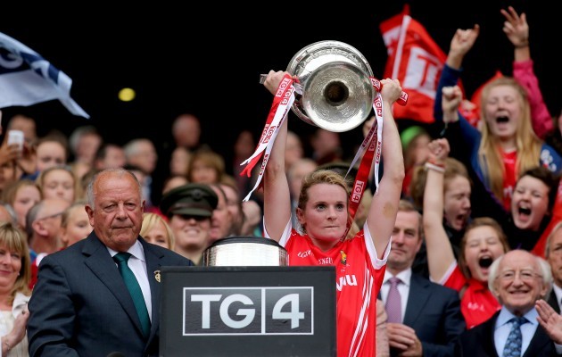 Briege Corkery lifts The Brendan Martin Cup