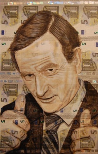 Enda Kenny - Oil on 20 x €5 notes First of ...