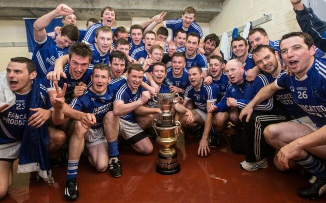 The Cratloe team celebrate in the dressing room