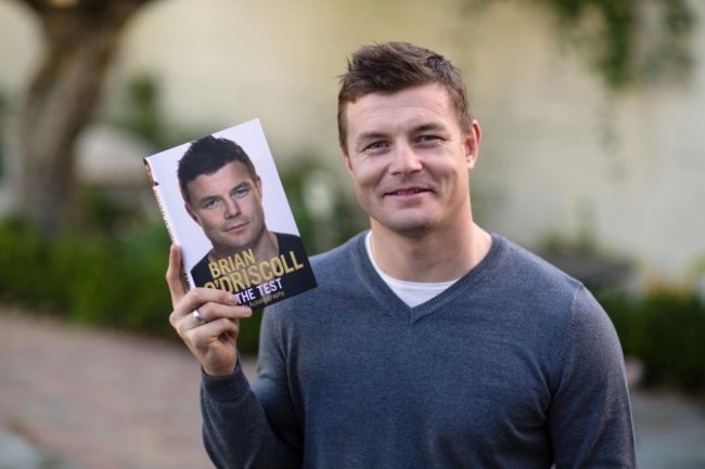 Brian O'Driscoll with a copy of his new book The Test