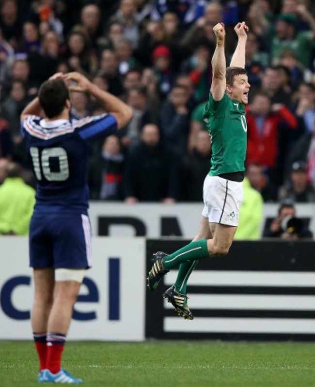 Brian O'Driscoll celebrates at the final whistle