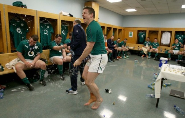 Brian O'Driscoll celebrates winning