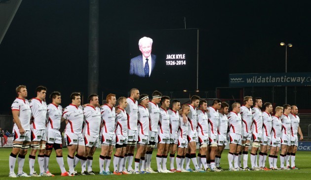 Ulster players show their respects to Jack Kyle