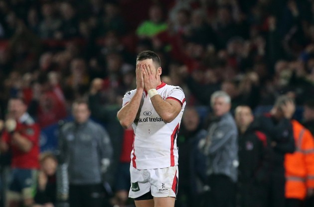 Ian Humphreys reacts to missing a conversion kick to the win the game