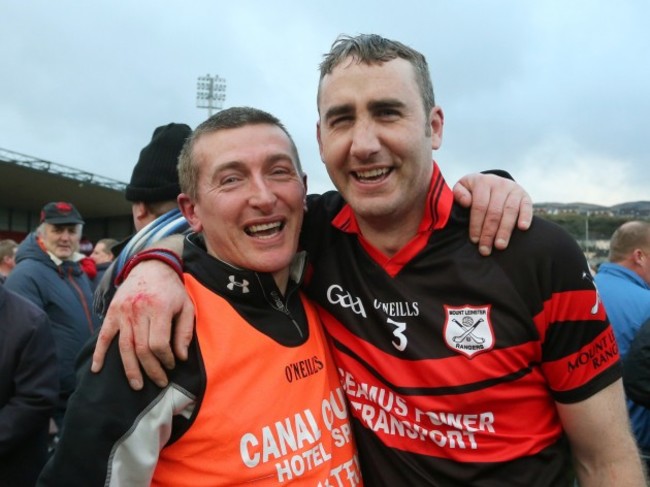 Tommy Mullaly celebrates with full-back Gary Doyle