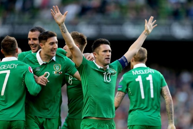 Robbie Keane celebrates scoring