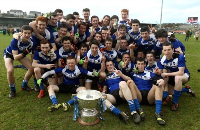 St. Patrick's players celebrate with the cup 17/3/2014