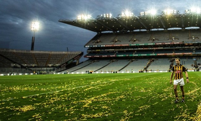 JJ Delaney leaves the field after the game