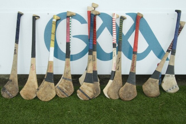 General view of hurley sticks before the game