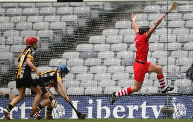 Angela Walsh celebrates after scoring a goal