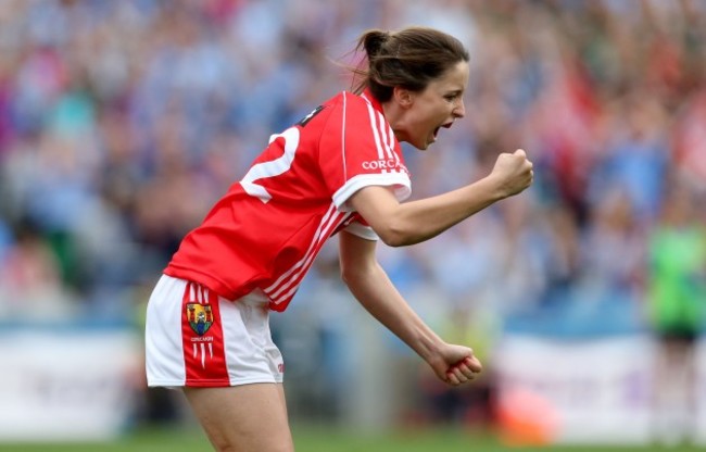 Eimear Scally celebrates scoring their second goal late in the game