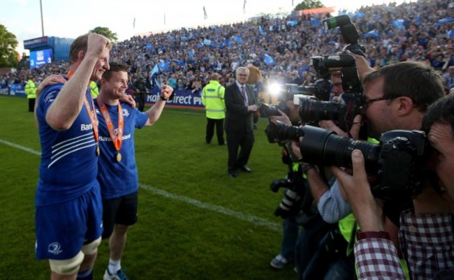 Leo Cullen and Brian O'Driscoll celebrates after the game