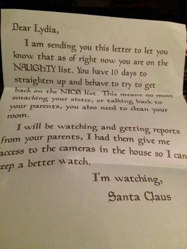 This warning letter from Santa to a naughty kid is genius 