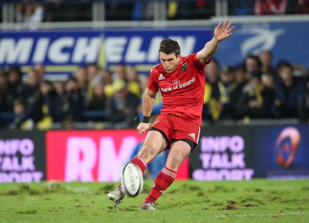 Munster’s Ian Keatley kicks a penalty to get the bonus point for Munster