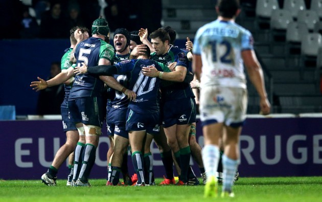 The Connacht team celebrate after the game